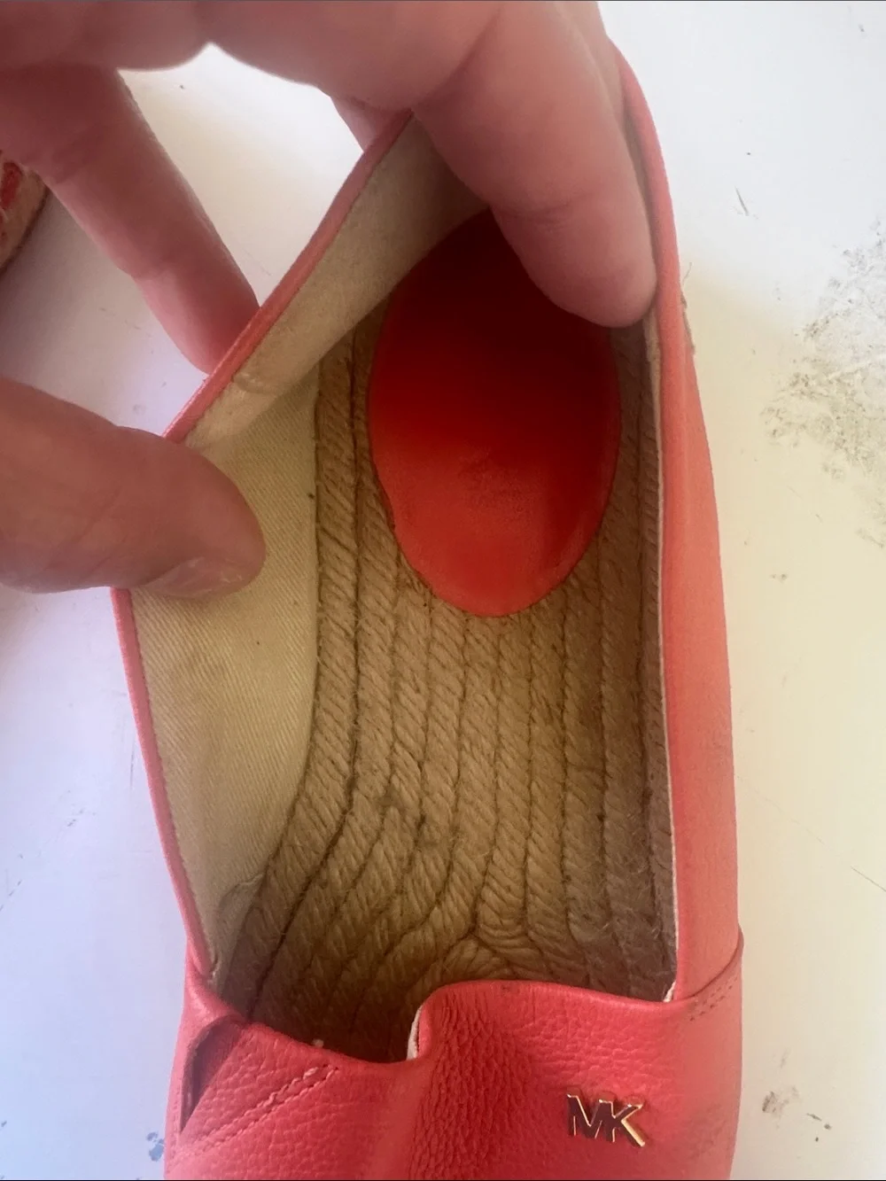 Michael Kors Coral-Red Leather Espadrille Flats